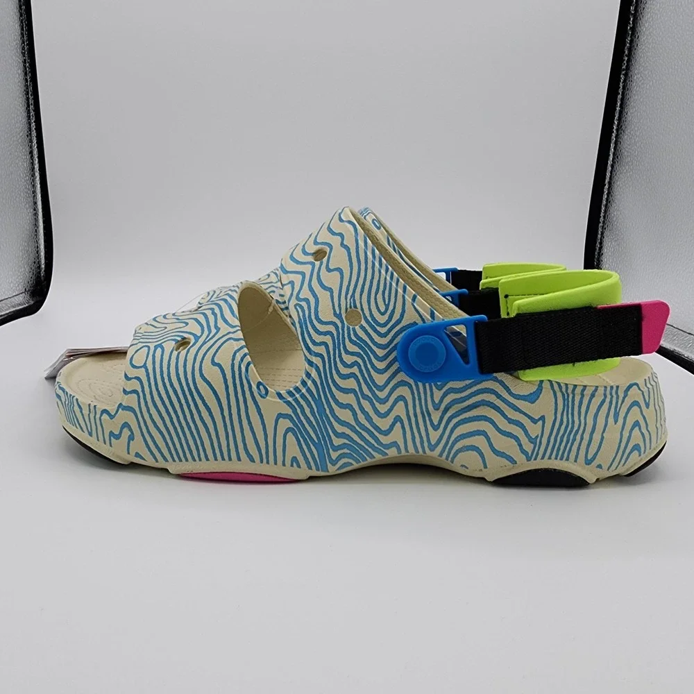 Crocs Classic All Terrain Topographic‎ Sandals Mens Size 12 Bone Multi Color NEW